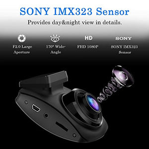 【2021 Nuova Versione】CHORTAU Telecamera per Auto WiFi Full HD 1080P, Dashcam Schermo da 2 pollici 170 ° Grandangolo, Videocamera per auto con Monitor di Parcheggio