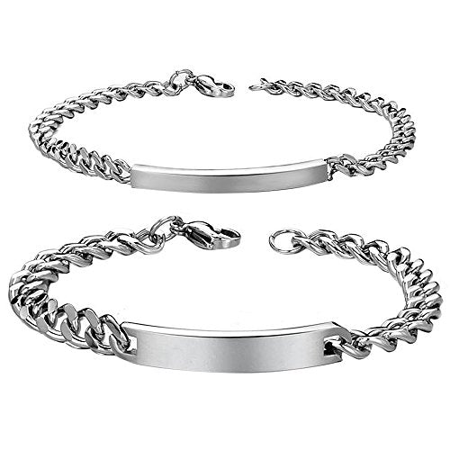 Cupimatch Coppia Lovers Braccialetto Bracciale Acciaio Inox Liscio Regalo... - Ilgrandebazar