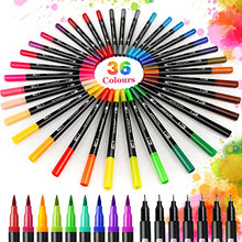 Carica l&#39;immagine nel visualizzatore di Gallery, KAZATE Brush Pen Lettering 36 Colori, Pennarelli Doppia Punta Fine e Grossa Pennello per Bambini Adulto Pennarelli Set Professionali da Colorare ad Acquerello, Bullet Journal, Mandala