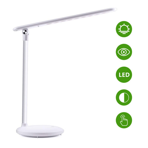 Lampada Scrivania 36 LED USB, Ricaricabile con 180° Moderno, Bianco