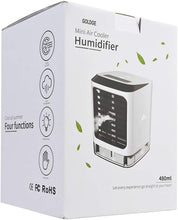 Carica l'immagine nel visualizzatore di Gallery, GOLDGE Mini Raffreddatore D'aria USB Condizionatore Portatili, Evaporativo Purificatore Umidificatore con 480 ml, Air Cooler con 3 Velocità del Vento Regolabili, per Casa Ufficio Viaggi
