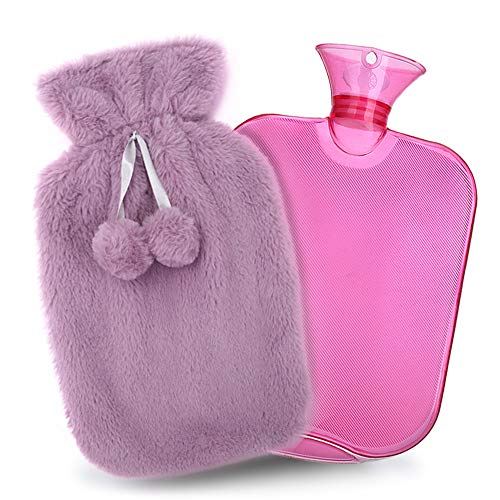 XIMU Borsa Acqua Calda, 2L Gomma Caldo Bottiglia d'Acqua Mini con Rosa