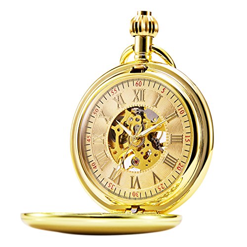 TREEWETO Orologio da tasca unisex con catena, analogico, Golden057 - Ilgrandebazar