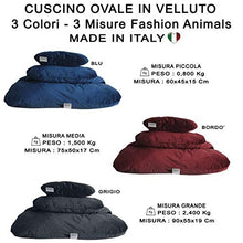 Carica l&#39;immagine nel visualizzatore di Gallery, FASHION ANIMALS Cuccia Cuscino Ovale in Pregiato Velluto Animali S, Grigio