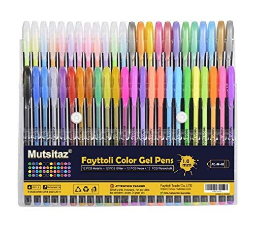Set di 48 penne gel colorate - glitter, metallico, neon glitterato, pastello...