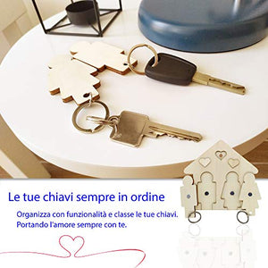 Portachiavi Coppia Casa Eco Legno Personalizzabile 2.0 Idea Regalo Originale... - Ilgrandebazar