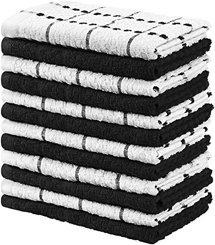 Utopia Towels - 12 Strofinacci da Cucina - Lavabili in Nero E Bianco - Ilgrandebazar