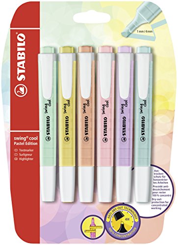 Evidenziatore - STABILO swing cool Pastel - Pack da 6 - Colori assortiti