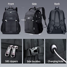 Carica l&#39;immagine nel visualizzatore di Gallery, HOMIEE Zaino Uomo 17.3 Pollici Zaino Porta PC Antifurto 40L Bagaglio a Mano Zaini PC Portatili da Viaggio per Laptop Computer Lavoro Ufficio Scuola Università Unisex Nero Casual
