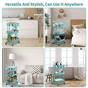 alvorog Carrello da Cucina, di Servizio, Scaffale 3 Blu