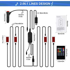 Striscia LED Auto, Aimocar RGB Impermeabile Kit di Illuminazione Auto Luci...