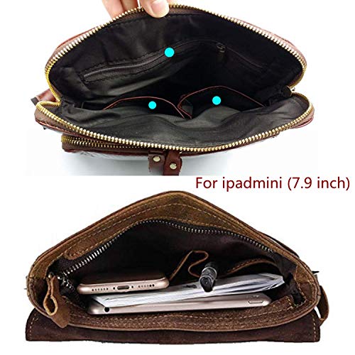 Borsello Uomo BAIGIO In Vera Pelle - Vintage, Tracolla Regolabile, Marrone - Foto 9