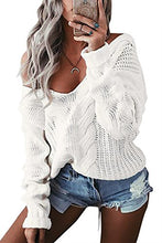 Carica l&#39;immagine nel visualizzatore di Gallery, YOINS Maglione Donna Invernale Oversize Felpa Scollo a V S, Bianco-nuovo - Ilgrandebazar