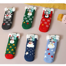 Carica l&#39;immagine nel visualizzatore di Gallery, JOMIX Calzini Natale Bambini Calde Calzini Antiscivolo Natale Bambini Felpate Calze Natalizie Bambini Imbottite MB7416 (Verde Rosso, 32-35)