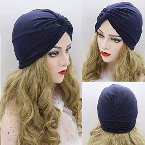 BEIFON 2 Pezzi Turbante Chemioterapia Donna Copricapo Turbanti Marina+Cachi - Ilgrandebazar