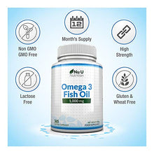 Carica l&#39;immagine nel visualizzatore di Gallery, Plusvive  Omega 3 Olio di Pesce da 1000 mg | 365 Capsule Softgel (Fornitura Per 1...