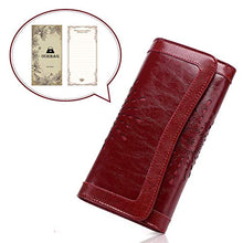 Carica l&#39;immagine nel visualizzatore di Gallery, Portafoglio Pelle Donna, OURBAG Portafogli Donna Grandi, Bloccaggio Rosso
