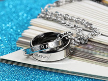 Carica l&#39;immagine nel visualizzatore di Gallery, Flongo coppia collana amante regalo per donna uomo anelli interblocco Black - Ilgrandebazar