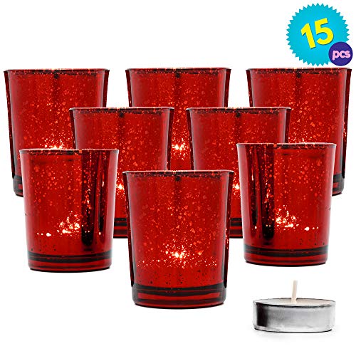 THE TWIDDLERS 15PCS Titolari Tealight Rossa Votivo | Porta Candele Speckled... - Ilgrandebazar