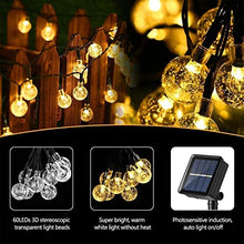 Carica l'immagine nel visualizzatore di Gallery, Moxled Catena Luminosa Esterno Solare, 11M 60 LED Luci Solari Esterno Impermeabile, 8 Modalità Cristallo Globo Lucine Decorative ad Energia Solare per Giardino, Patio, Festa (Bianco Caldo)