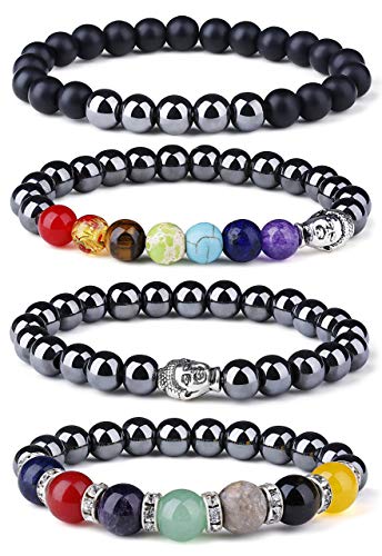 Milacolato Bracciale in Ematite Chakra da 4 Paia Terapia Magnetica di... - Ilgrandebazar
