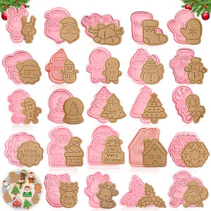 24 Pezzi Formine per Biscotti Natalizi, Tagliabiscotti Natale Formine Biscotti Natale 3D Stampi Biscotti Natale, Formine Biscotti Natale per Decorare Torta, Biscotto, Dolci (Natale 24)