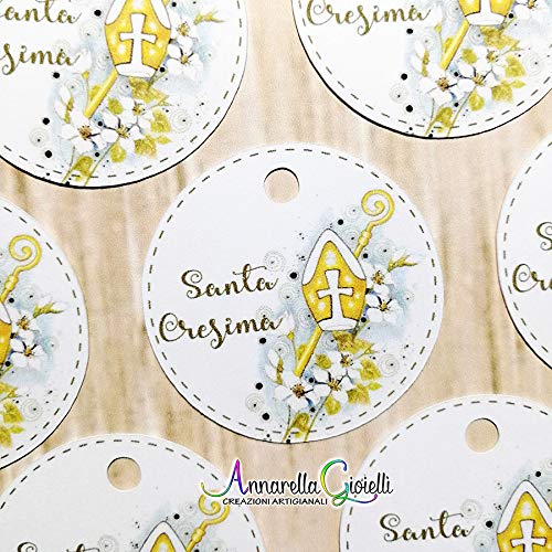 50 pezzi, Bigliettini Santa Cresima Stampati per bomboniera, 3 centimetri,... - Ilgrandebazar