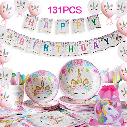 Yidaxing 131 Pezzi Decorazioni Compleanni Unicorno, Unicorno Party Kit... - Ilgrandebazar