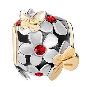 Uniqueen - Ciondolo a sfera con farfalle, fiori e perline di cristallo,... - Ilgrandebazar