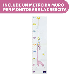 Chicco Album dei Ricordi Rosa, Libro Nascita per Neonati e Bambini, Diario con Spazi per Note e Fotografie, con Adesivi e Metro Muro per Seguire la Crescita del Bambino - Regalo Neonata 0+ Mesi