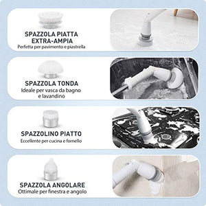 Homitt Spazzola per Pulizia,Spin Scrubber con 4 testine Regolabili e Bianco - Ilgrandebazar