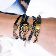 Carica l&#39;immagine nel visualizzatore di Gallery, YouU 3 Pezzi Bracciale I doni della morte, boccino e Gufi Harry Potter,Nero... - Ilgrandebazar