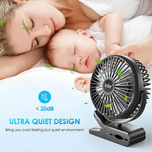 Carica l&#39;immagine nel visualizzatore di Gallery, Mini Ventilatore USB Portatile con Clip 10000 mAh, 3 in 1 Ventilatore Versatile con Luce a LED, 12-40 ore, Ricaricabile Ventilatore da Tavolo Silenzioso, Rotazione di 360°, per Ufficio, Auto, Viaggio