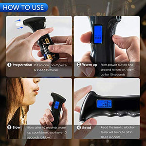 TABIGER Etilometro Portatile, Alcool Test Digitale Indossabile Schermo LCD...