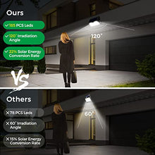 Carica l&#39;immagine nel visualizzatore di Gallery, Faro LED Esterno con Pannello Solare, Luce Solare LED Esterno con Sensore di Movimento, 185 LED/3 Modos Lampada Solare da Esterno, 2200mAh IP65 Impermeabile LED Lampione per Giardino, Parete[4 Pezzi]