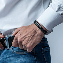 Carica l&#39;immagine nel visualizzatore di Gallery, SERASAR | Bracciale in Pelle Premium per Uomo Nero |Serratura - Ilgrandebazar