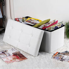 Carica l'immagine nel visualizzatore di Gallery, SONGMICS Cassapanca con Contenitore di 80 Litri, Pouf Poggiapiedi, Bianco - Ilgrandebazar