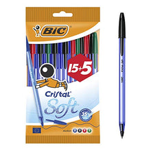 Carica l'immagine nel visualizzatore di Gallery, Bic Cristal Soft punta media 1,2 mm confezione 20 penne 15 + 5 bolígrafos