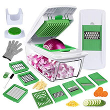 Carica l'immagine nel visualizzatore di Gallery, Taglia Verdure Tutto in 1, Mandolina da Cucina Affettatrice 8-Lame Verde 2 - Ilgrandebazar