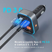 Carica l&#39;immagine nel visualizzatore di Gallery, Trasmettitore FM Bluetooth 5.0 per Auto ieGeek, 8 Colori Controluce Pulsante...