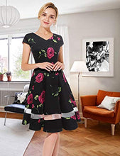 Carica l'immagine nel visualizzatore di Gallery, Gardenwed Annata 1950 retrò Rockabilly Polka Vestito da M, Blue Little Flower