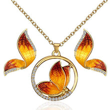 Carica l&#39;immagine nel visualizzatore di Gallery, AILUOR Gioielli Elegante Set Farfalla dello Smalto, Orecchini Collana Giallo - Ilgrandebazar