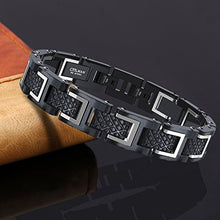 Carica l&#39;immagine nel visualizzatore di Gallery, COOLMAN - Bracciale da uomo, Braccialetto in acciaio Argento + Nero - Ilgrandebazar