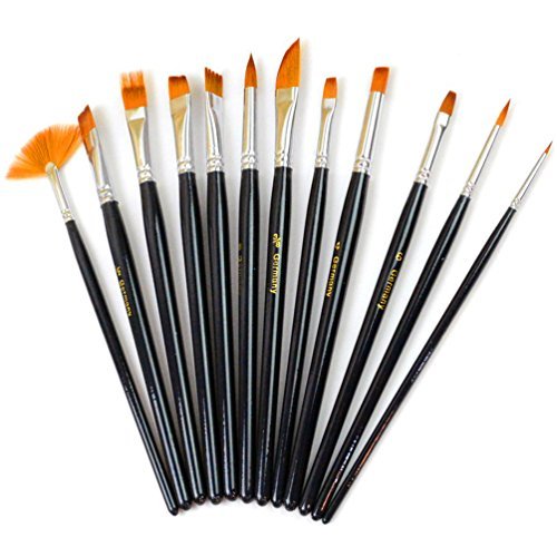 Xpassion Set di Pennelli per Acrilico Acquerello e Pittura ad Olio in Nero