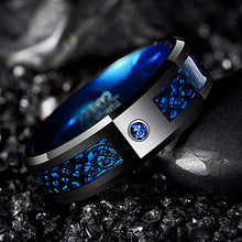 Carica l&#39;immagine nel visualizzatore di Gallery, Nuncad Anello uomo/donna celtico nero-blu con fibra di carbonio, zircone,... - Ilgrandebazar