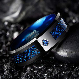 Nuncad Anello uomo/donna celtico nero-blu con fibra di carbonio, zircone,... - Ilgrandebazar