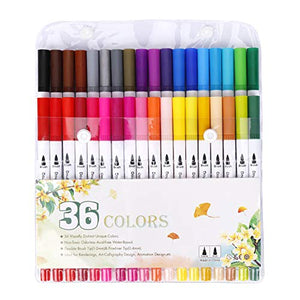 Pennarelli Acquarelli Colore Brush Pen Doppio 36 Pezzi con Punta 36 Colori - Ilgrandebazar