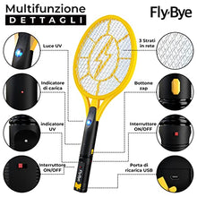 Carica l'immagine nel visualizzatore di Gallery, Fly-Bye - Racchetta Zanzare Elettrica (Versione 2023 aggiornata) - 4000v Antizanzare Elettrico - Zanzare Elettrico USB Ricaricabile - Ammazza Zanzare Elettrico con Luce LED - Anti Zanzare Elettrico