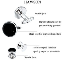 Carica l&#39;immagine nel visualizzatore di Gallery, HAWSON Classic Nero Uomo Francese Tuxedo Shirt Borchie e Silver Tone/Black - Ilgrandebazar