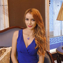 Carica l&#39;immagine nel visualizzatore di Gallery, Regali Natale Amore Rosa Ciondolo cuore viola, con cristalli di Swarovski,...